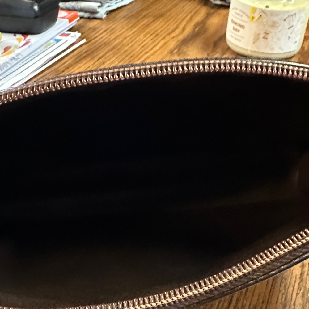 Longchamp Dark Brown Clutch with Gold Pattern - Picture 6 of 6